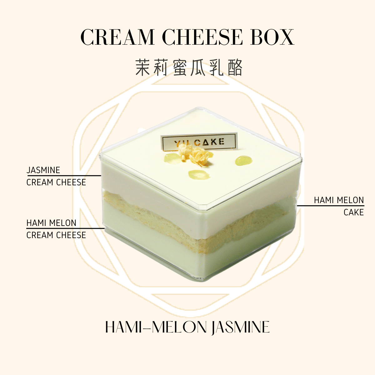 【NEW】Jasmine Hami-Melon Cream Cheese Box Cake 1 ส่วน