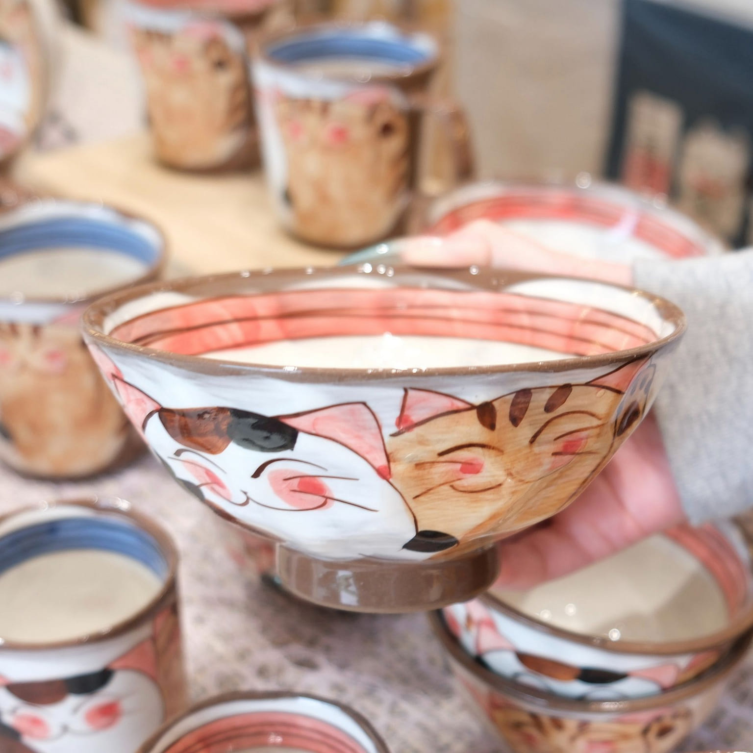 Hasami ware Kitty 14cm L Rice Bowl- Red 1 count