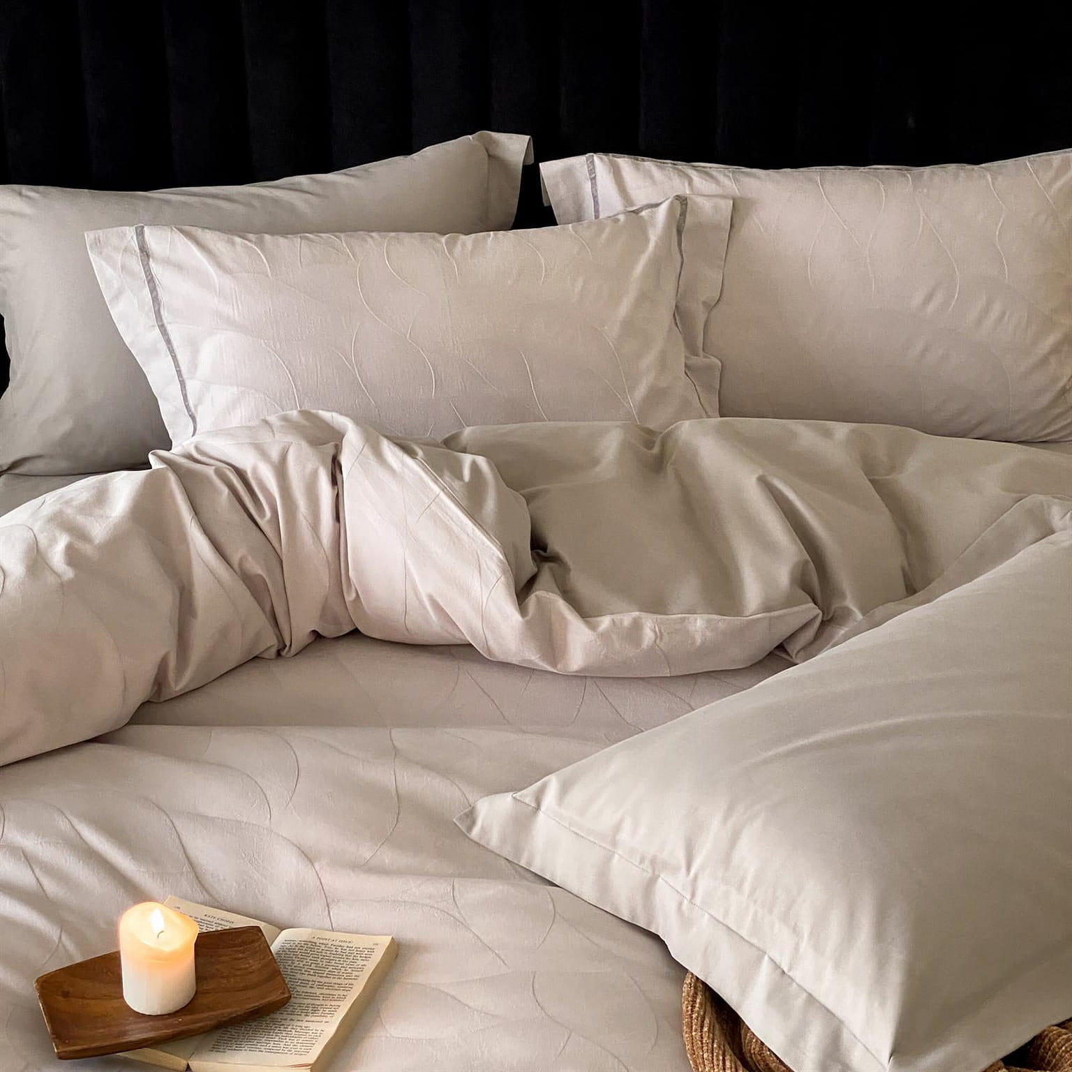 Willow Veil Bedding Set Agarwood Taupe-Twin 2000 g