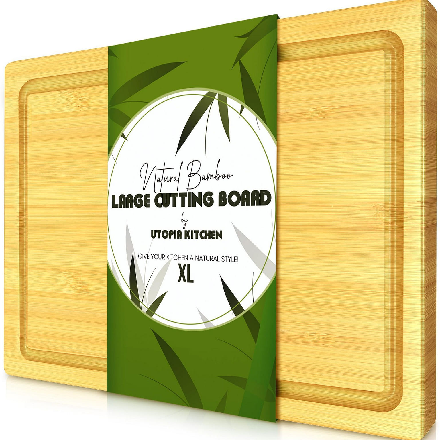 Large Bamboo Cutting Board with Juice Groove Wood 1 개