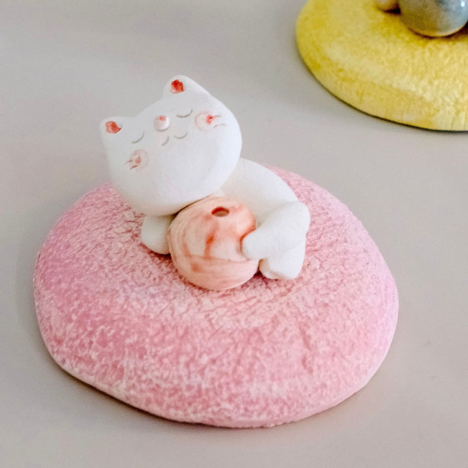 Seto ware Incense Holder(Gift Box) Pink Kitty 1 ส่วน
