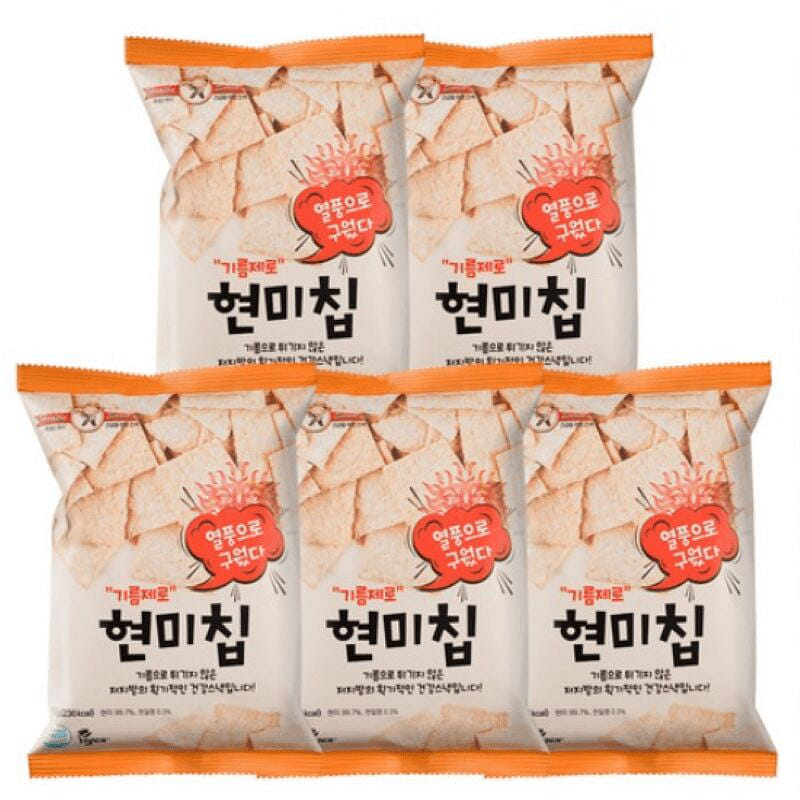 Oil-free Brown rice chips, domestic 60g, 5 pieces 300 กรัม