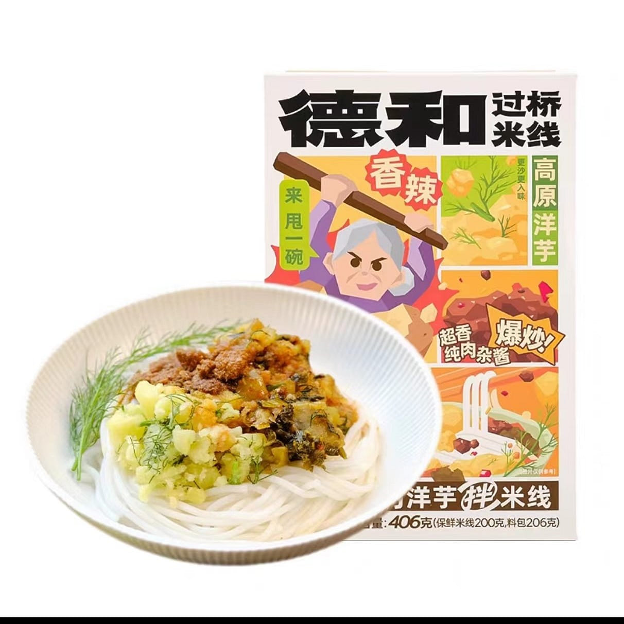 DE HE Old milk potato mixed with rice noodles 406g*1 box 406 กรัม