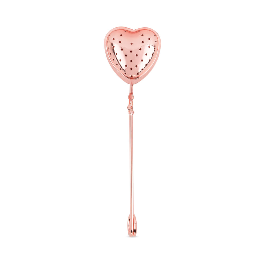 Pinky Up Heart Shaped Tea Ball, Reusable Loose Leaf Tea Infuser, Brew Tea with Ease, Stainless Steel, Rose Gold - Thumbnail 3