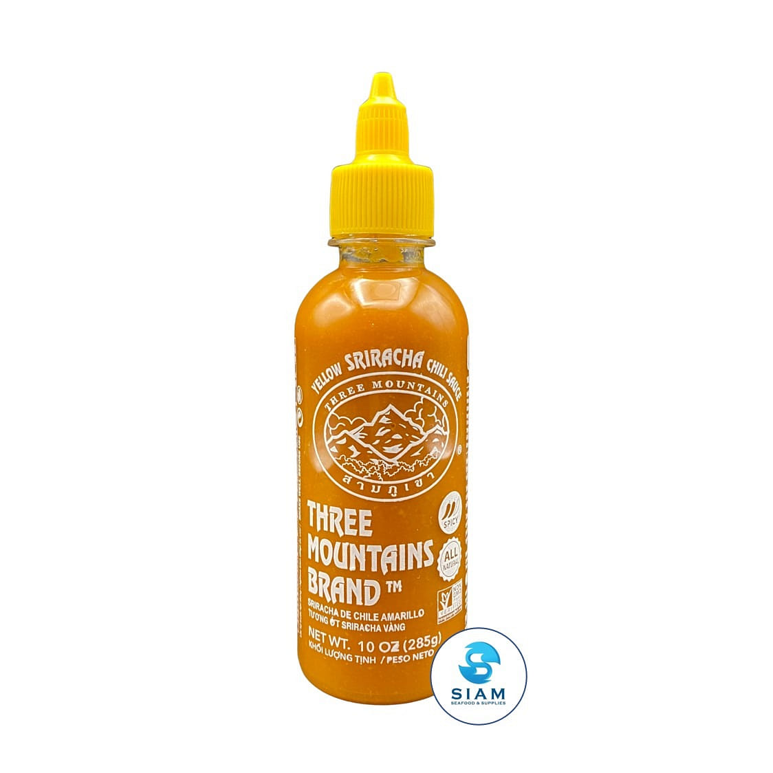 Three Mountains Brand Yellow Sriracha Chili Sauce (Spicy) 10 ออนซ์