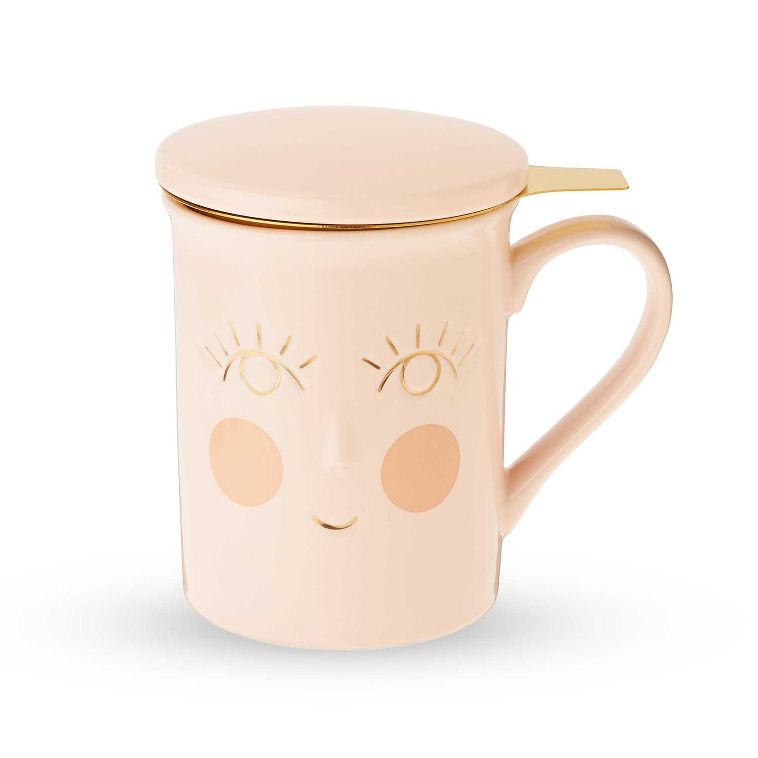 Pinky Up Annette Ceramic Tea Mug and Loose Leaf Tea Infuser, Loose Leaf Tea Accessories, Tea Tumbler Cup, Hello Beautiful, 12 oz. 12 ออนซ์