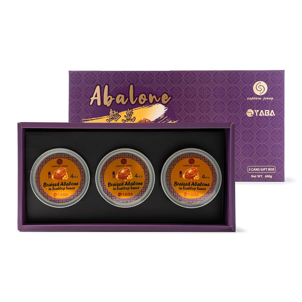 YABA Braised Abalone in Scallop Sauce Gift Box, Ready to Eat 3 Cans 660 g