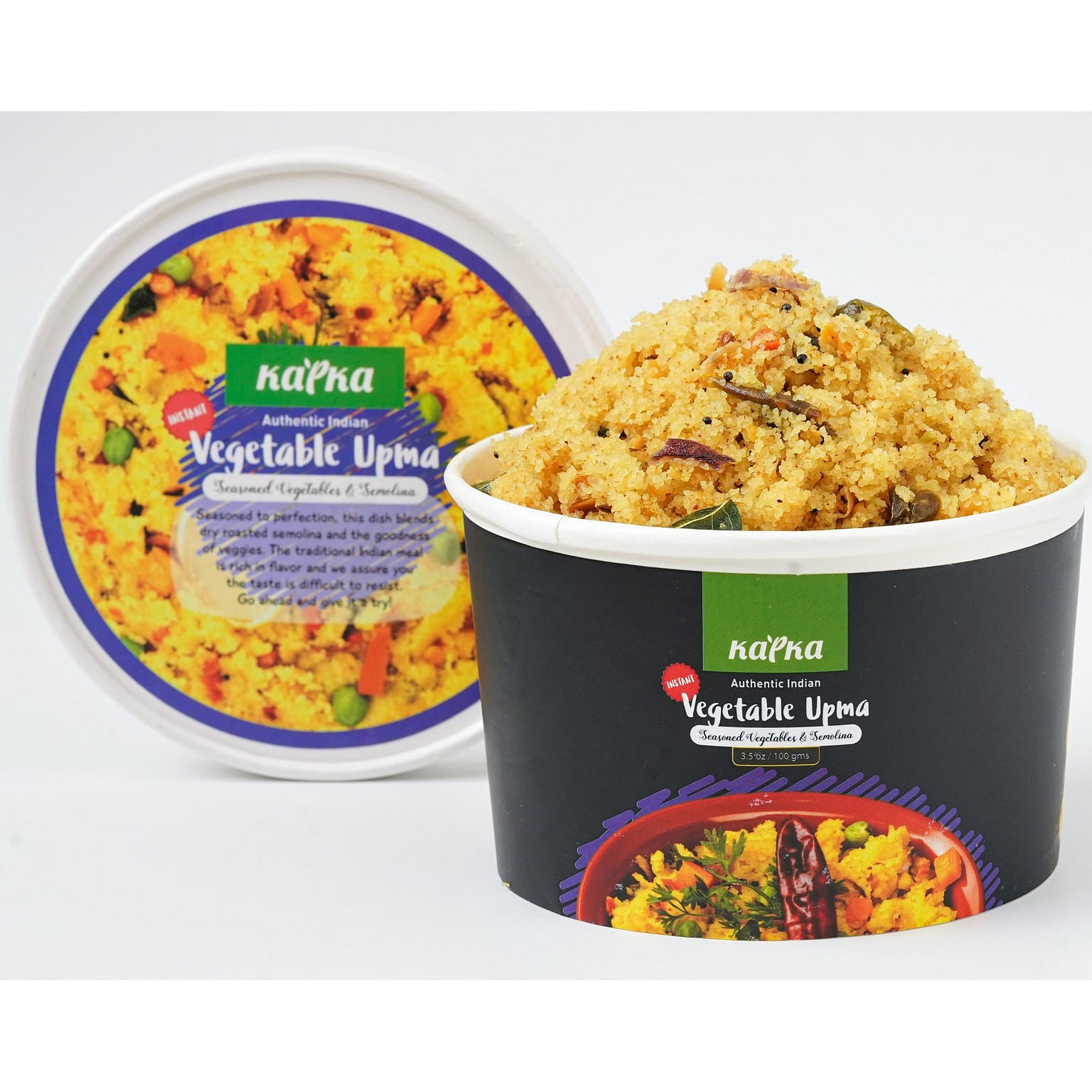 Kapka Vegetable Upma Vegan Indian Cups-Ready to Eat-Non GMO 3.5 ออนซ์
