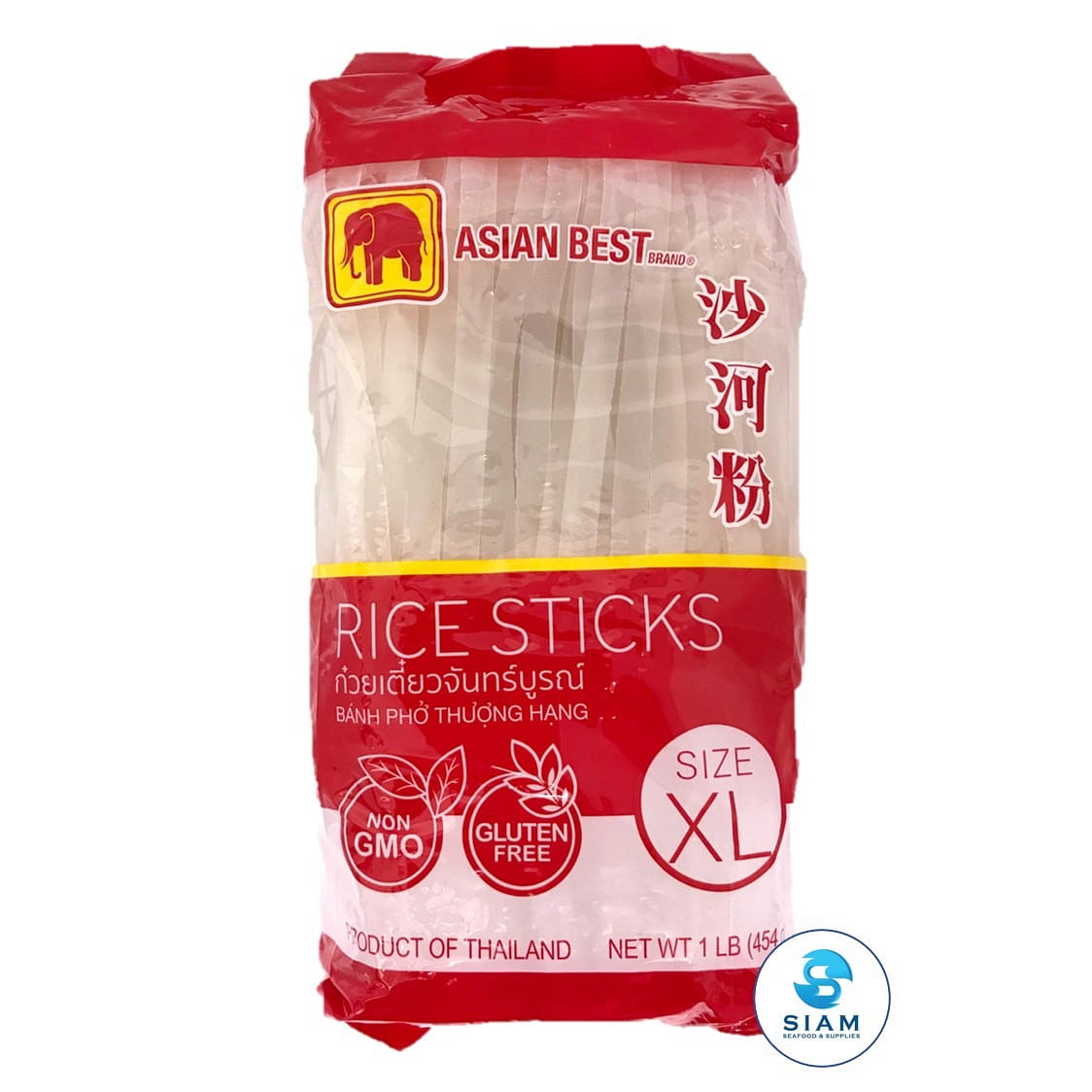Asian Best Rice Sticks Noodle, banh pho thuong hang, Size XL (10 mm.) 1 lb