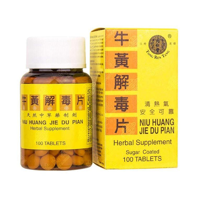 BEIJING TONG REN TANG Niu Huang Jie Du Pian Herbal Supplement (Sugar Coated) 100 tablets 1 병