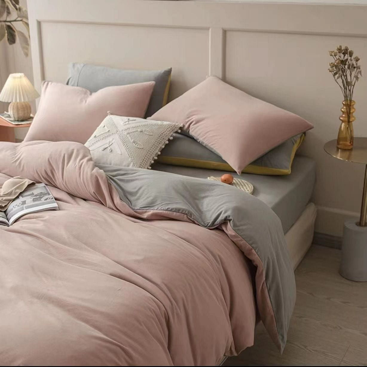 [Dessa Gray150*200] INS Bed 4 Piece Duvet Cover + Sheet + Pillow Ca 1 ส่วน
