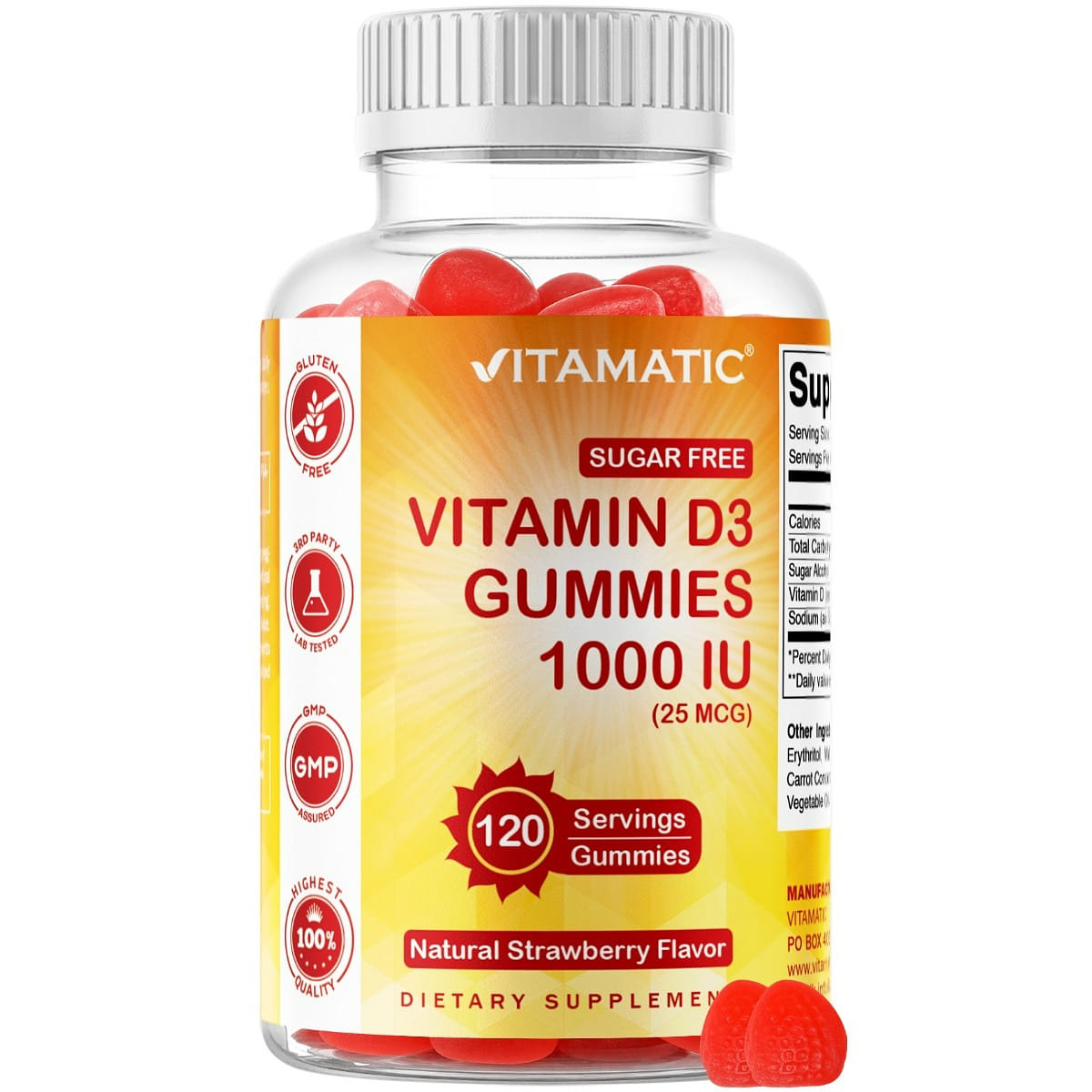 Sugar Free Vitamin D3 1000 IU - 120 Gummies 1 개