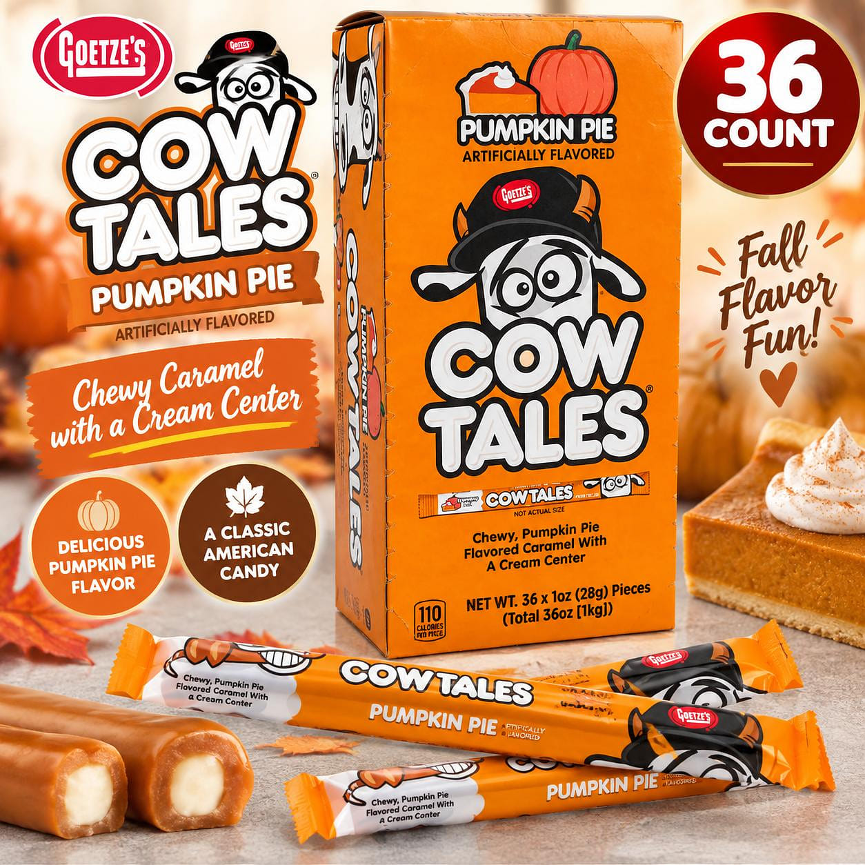 Goetze's Pumpkin Pie Cow Tales 1oz 36ct 1 each