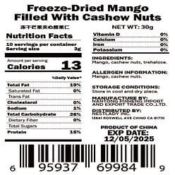 NESTLADY 냉동건조 망고 새우 핵 10 개입