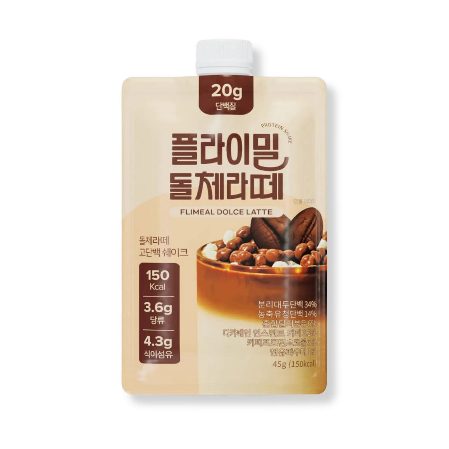 플라이밀 단백질쉐이크 돌체라떼맛 파우치 45g 45 그램