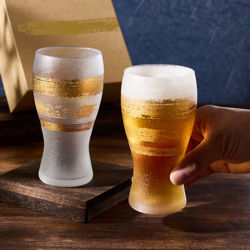 Golden Ishizuka Pair Beer Glasses - Thumbnail 2