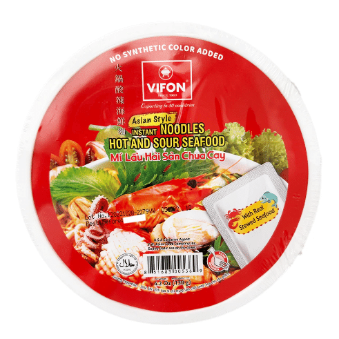 Vifon Asian Style Hot and Sour Seafood Instant Noodle Bowl 1 count 1 ส่วน