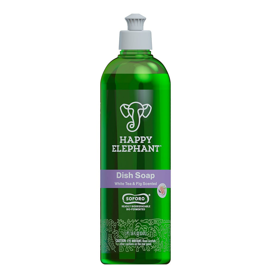 Happy Elephant Liquid Dish Soap - White Tea and Fig (16 Fl Oz - Pack of 1) 16 액량 온스