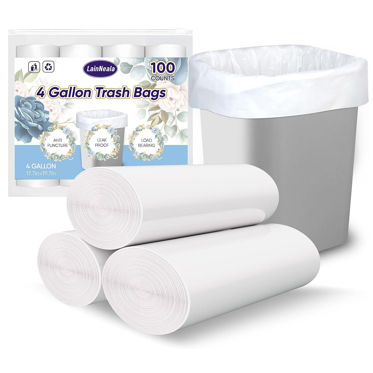 Mall Trash Bags-4 Gallon,100 Count,Unscented Clear 1 each