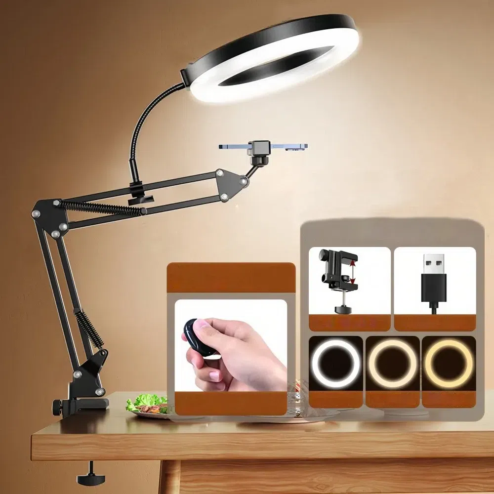 Overhead Camera Phone Mount Selfie Ring Light Desk 1 box