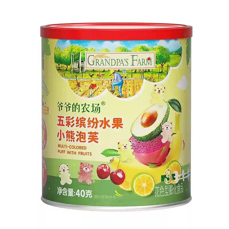 Grandpa's Farm Colorful Fruit Bear Puff 40g/Can 1 can