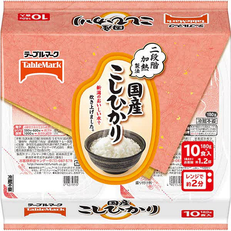 Table Mark Japanese Koshihikari Rice 180g*10 1 each
