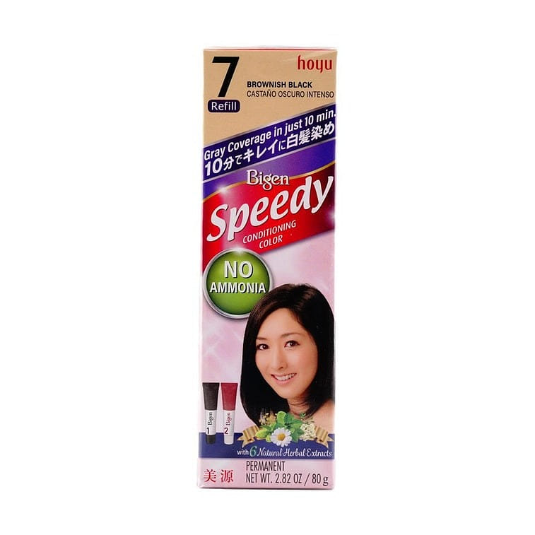 Japan Hoyu Bigen Speedy Hair Color # 7 Brownish Black No Ammonia 40g+40g Hair Dy 1 hộp