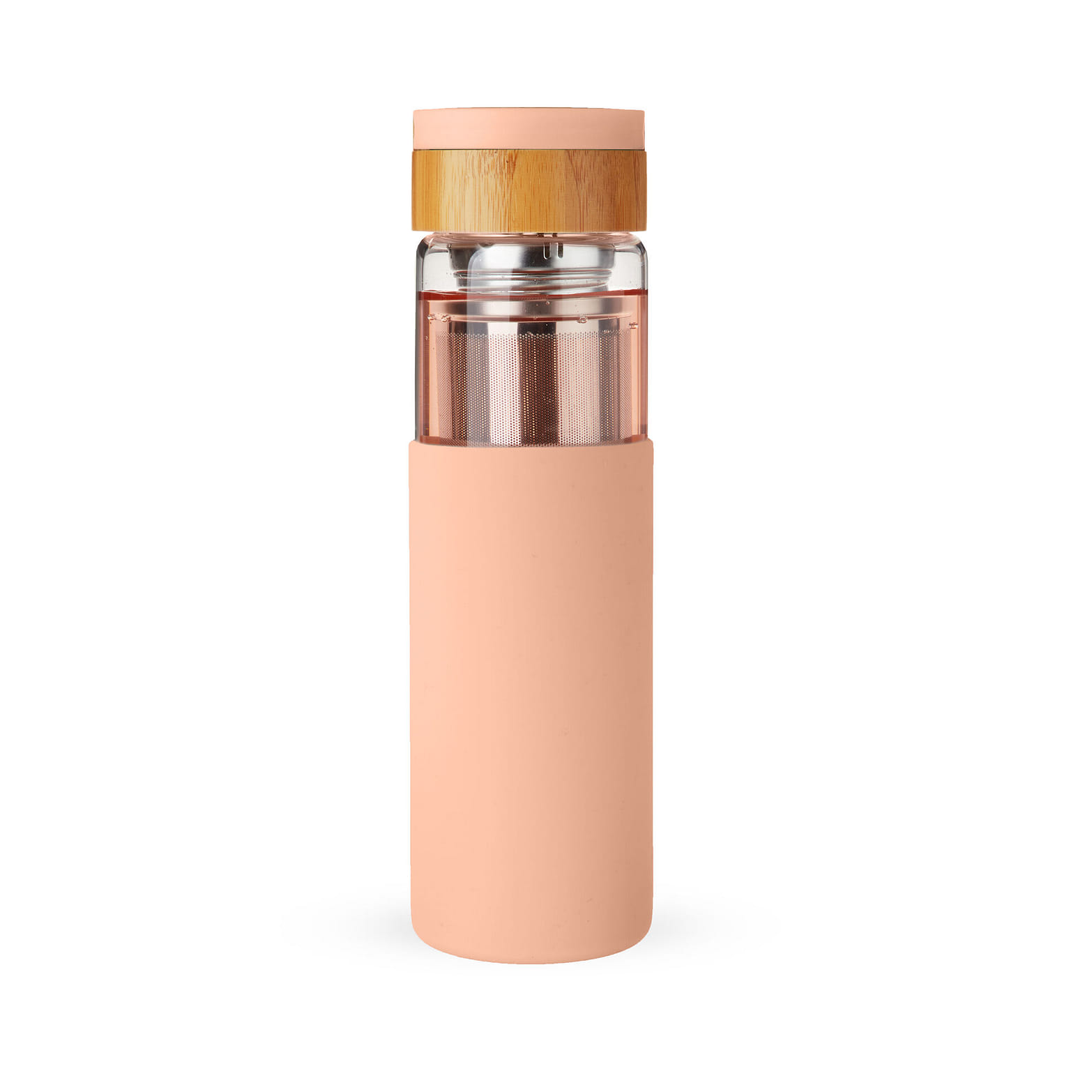Pinky Up Dana Travel Infuser Mug with Silicone Sleeve, Double Walled Insulated Travel Tumbler with Loose Leaf Tea Strainer, Travel Coffee Mug, Perfect for Iced Coffee, 16 oz, Coral 16 온스