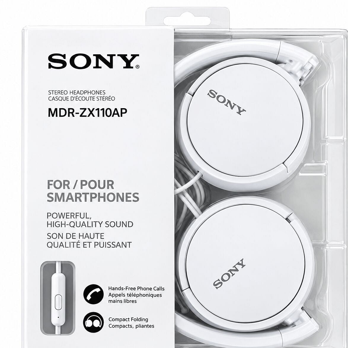 Sony MDRZX110AP/W Wired Headphones White ZX-Series 1 pack