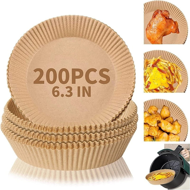 200PCS Air Fryer Disposable Paper Liners 6.3In 200 count