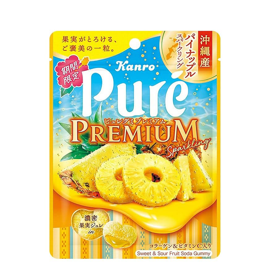 Kanro Pure Premium Gummy Pineapple Soda Flavor 54 g