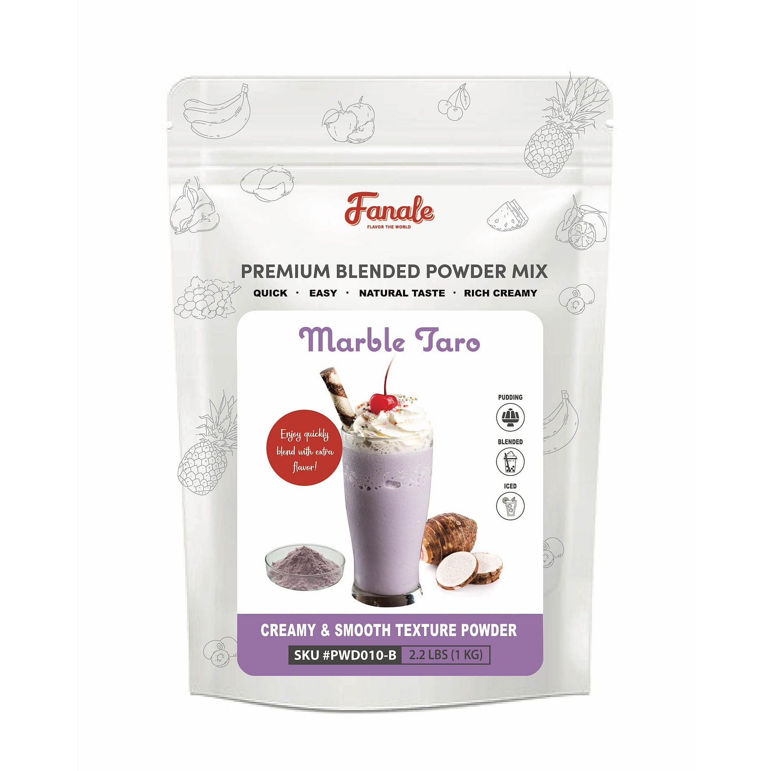 Fanale Premium Flavoring Powder for Bubble Tea Taro Flavor 2.2 파운드