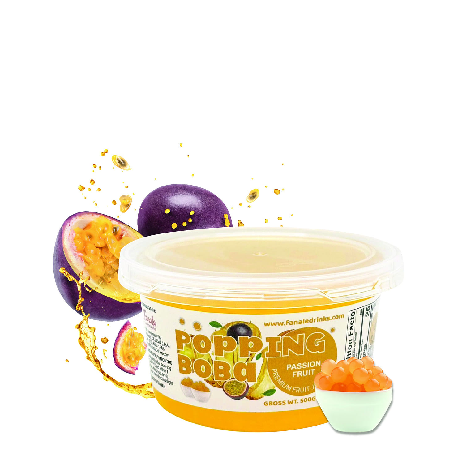 Fanale Popping Bursting Boba Ball Passion Fruit Flavor 500 그램