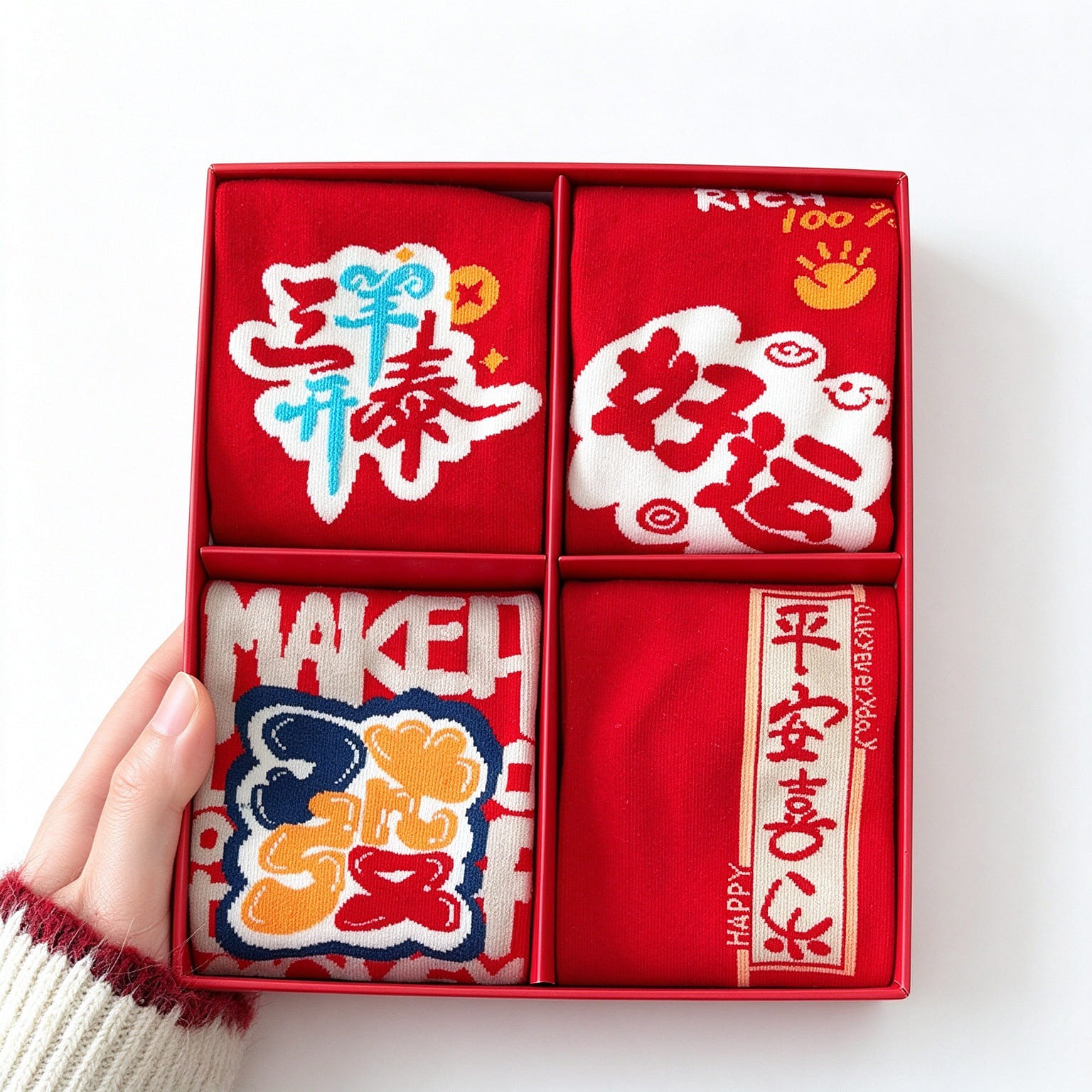 Lucky Socks in the Year of the Sheep, 4 Pairs 1 box