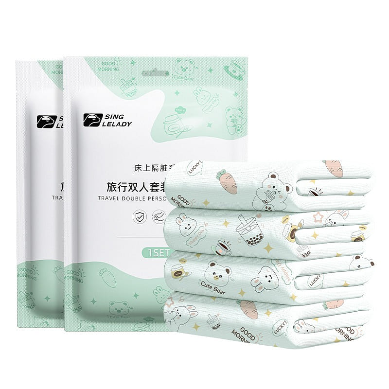 Shangguan Printed Disposable Sheet + Duvet Cover + Pillowcase 4 Piece Set 1 개입