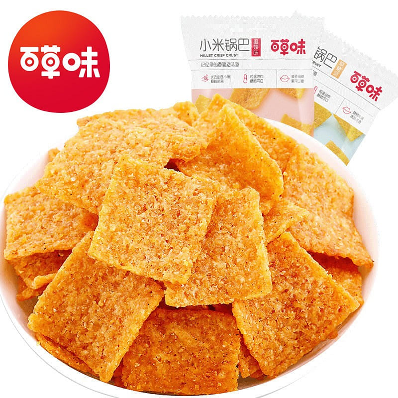 【百草味】小米鍋巴-麻辣味 網紅膨化休閒刷劇解饞小零食 80g/袋 80 克