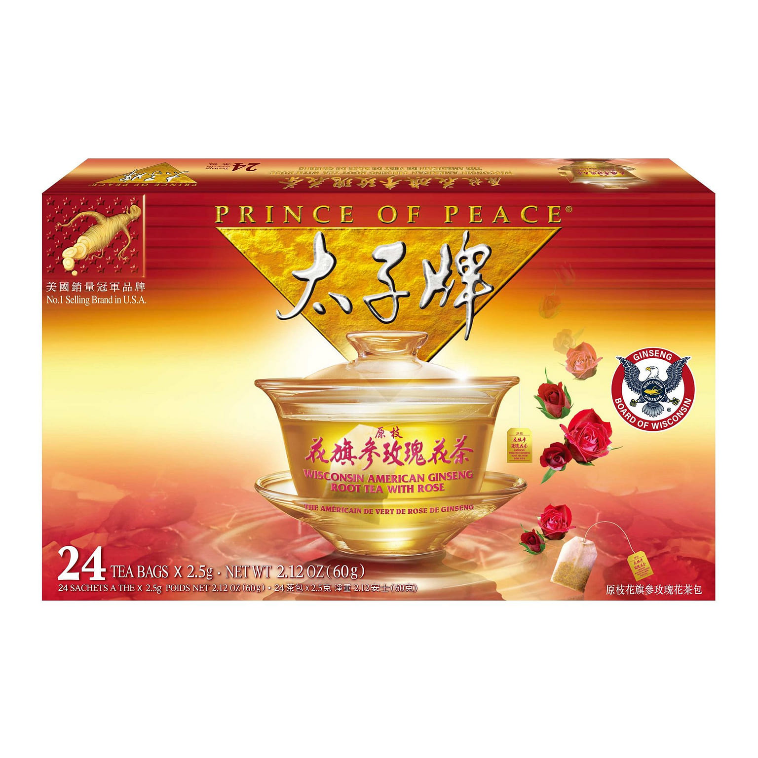 POP American Ginseng Rose Tea, 24 tea bags 1 케이스