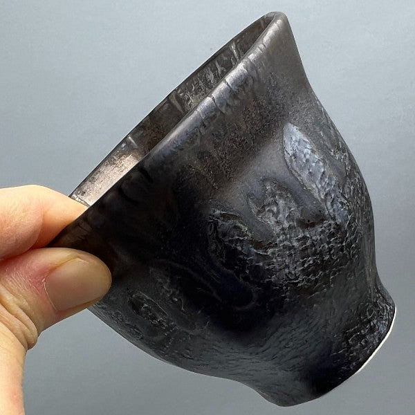 Made-in-Japan Shinchu Matte Brass-Black Teacup, 3.5" dia, 6 oz 1 개