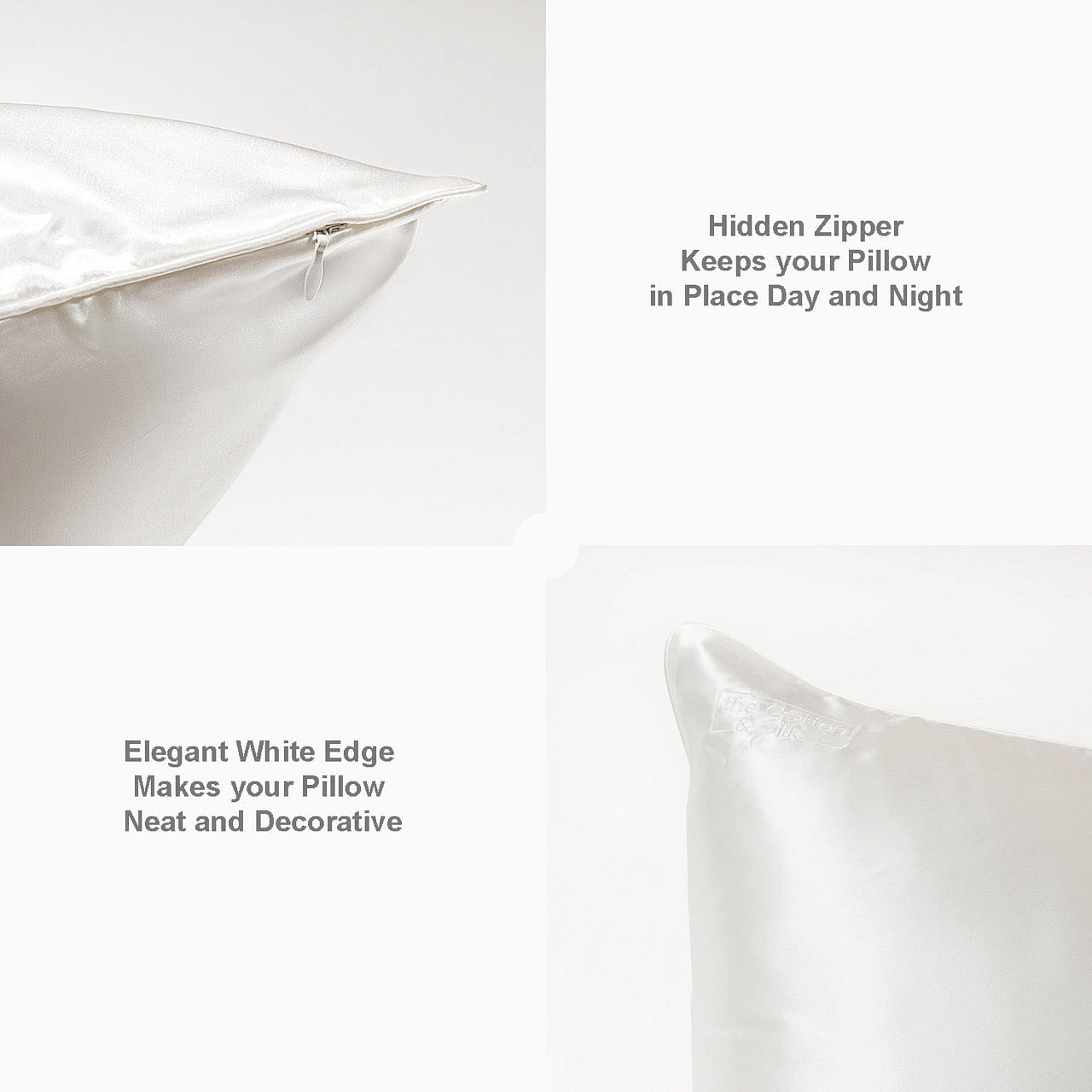 Luxurious 22 Momme Mulberry Silk Pillowcase, White Standard/Full / White 0.8 ปอนด์
