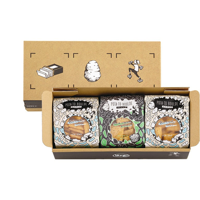 POTA-TO Boulde potato chips set (Butter Salt Flavor*2, Sour Cream & Onion*1) 1 กล่อง
