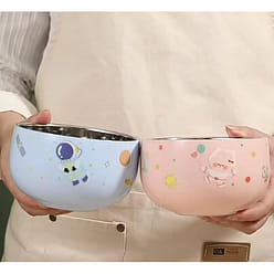 【日用好物】316不锈钢卡通饭碗儿童碗抗菌 粉色小熊 1 个