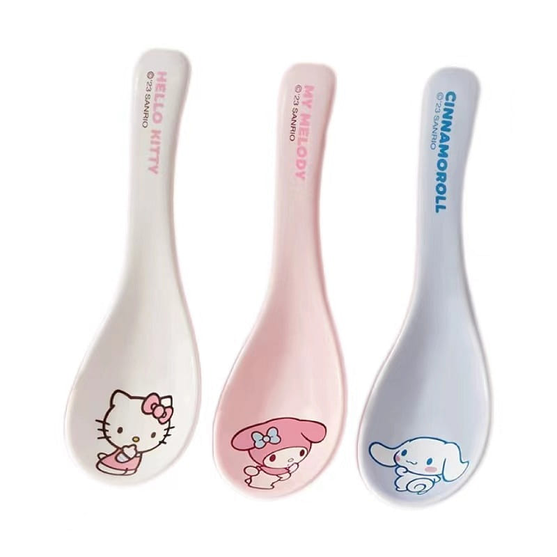 Sanrio Round Spoon Ceramic Soup Spoon/Rice Spoon/Household-Pack Of 3 1 개