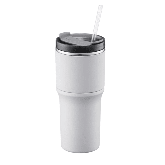 LOCK & LOCK Metro Tumbler Perfect Travel Sized Tumbler with Straw WHITE 22oz 1 カウント