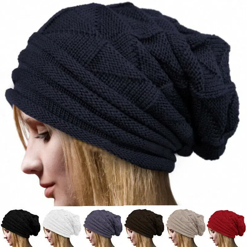 Women's Men Knit Slouchy Baggy Beanie Oversize Win 1 box