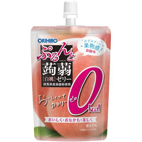 ORIHIRO Zero-Cal Konjac Jelly White Peach 130g 1 pack