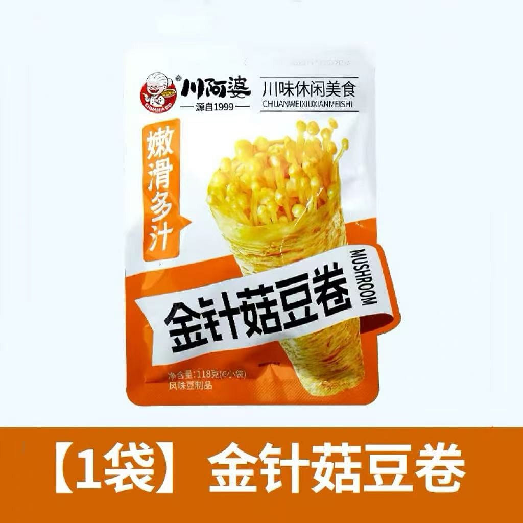 Chuan Apo Enoki Mushroom Bean Rolls 1 Bag 118 g