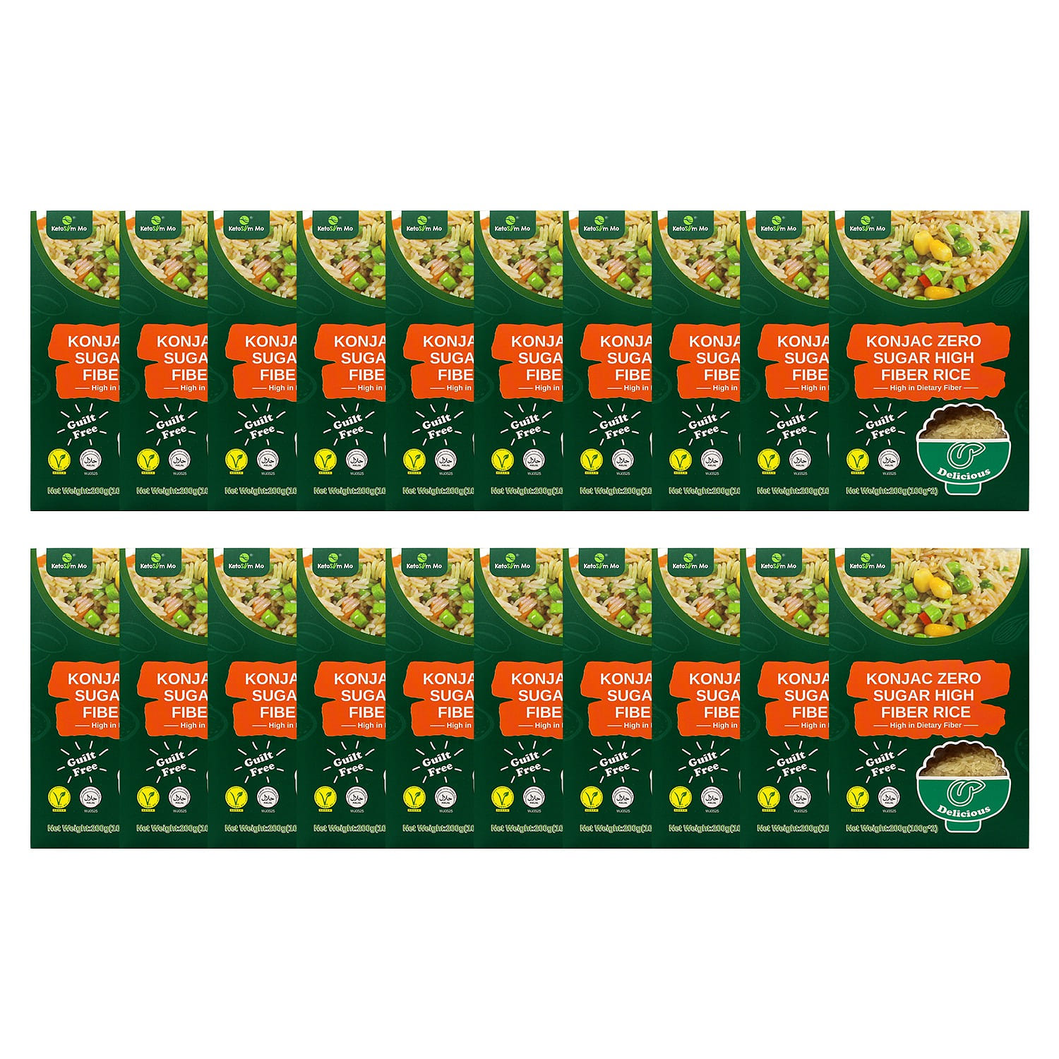 Konjac Zero Sugar High Fiber Rice 20 Pack 200 g*10 pack