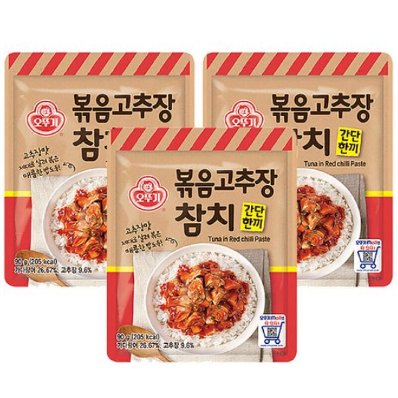 [한국 직배송] 오뚜기 간단한끼 볶음고추장 참치 90g, 3개 270 그램