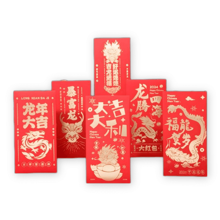 [2024 New Year] Dragon Red Packets Lucky Money Envelopes New Year 9*17.6cm 6Pcs 1 phần