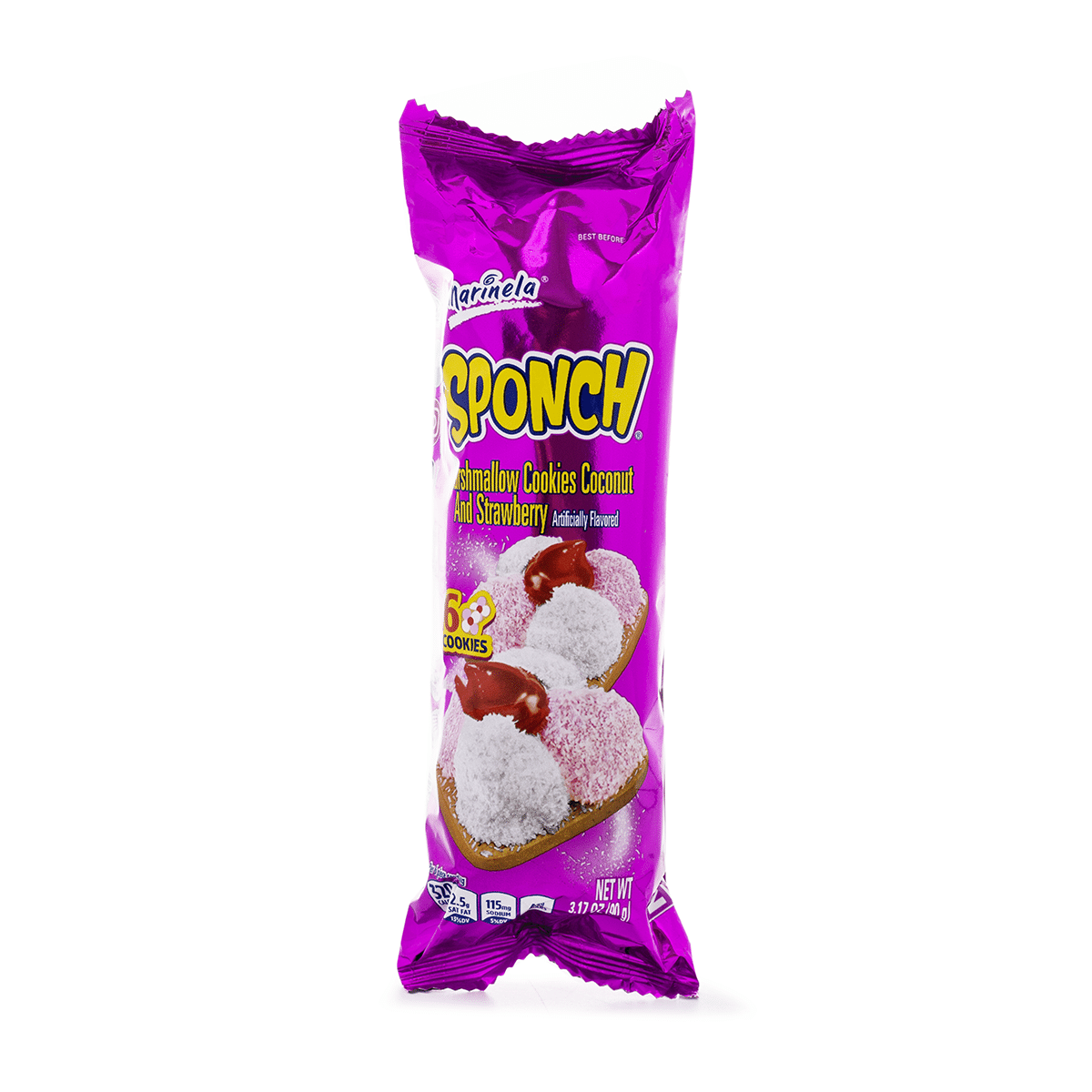 Marinela Sponch Strawberry & Coconut Marshmallow Flavored Cookies 90 g